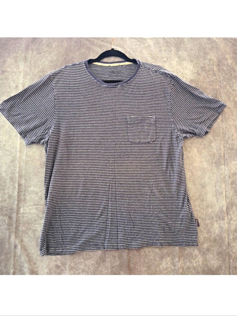 Patagonia Men's Trail Harbor Hemp Striped Pocket Tee Shirt L